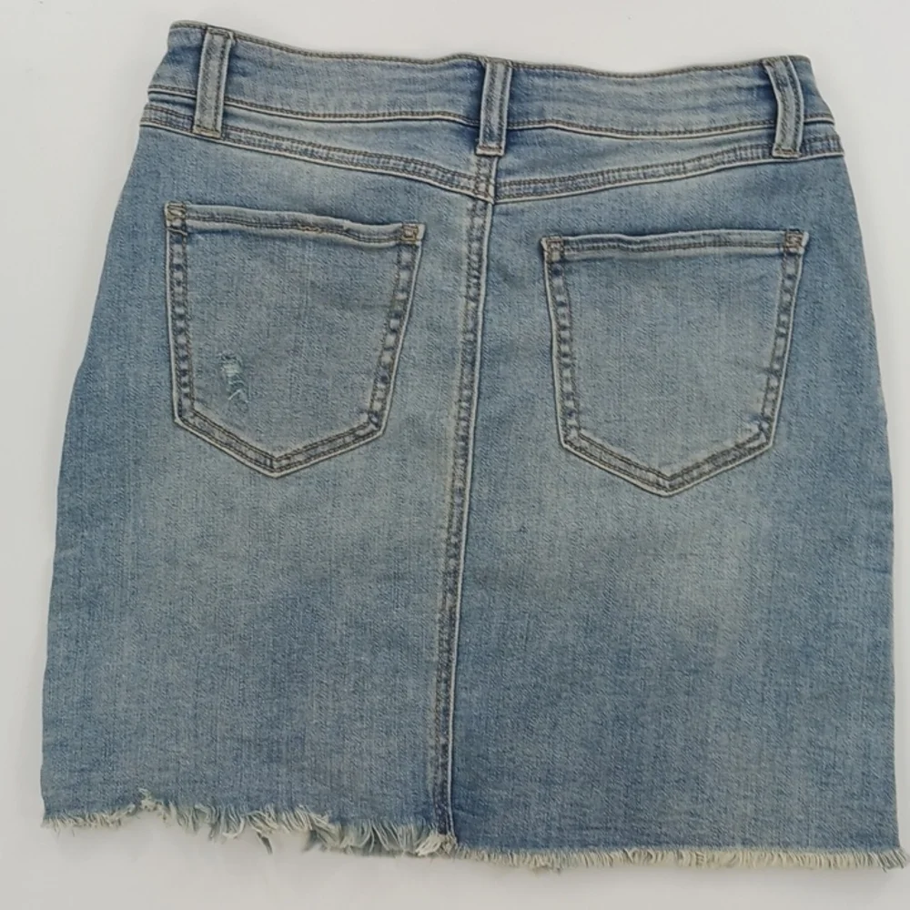 Rewash Womens Denim Mini Skirt Distressed Raw Hem Light Wash Size 3